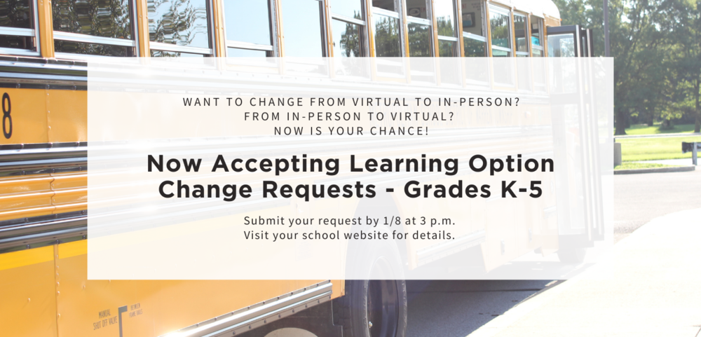 LEARNING OPTION CHANGE REQUEST WINDOW NOW OPEN GRADES K-5