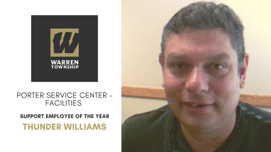 Photo of Thunder Williams, 2021 Warren Porter Service Center Facilities Support Employee of the Year