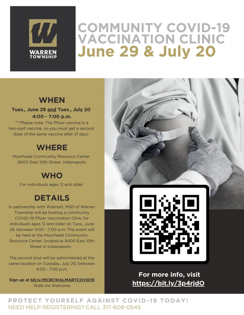 Community COVID-19 Vaccination Clinic June 29 & July 20 from 4-7 p.m. at Moorhead Community Resource Center