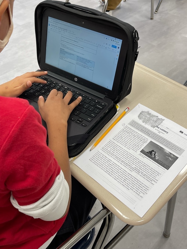In 7th Grade E/LA - Students are annotating short stories with graphic organizers to dig deeper into a texts setting and details. Three cheers to Mr. Lovell’s and Mr. Heinemann’s classes.