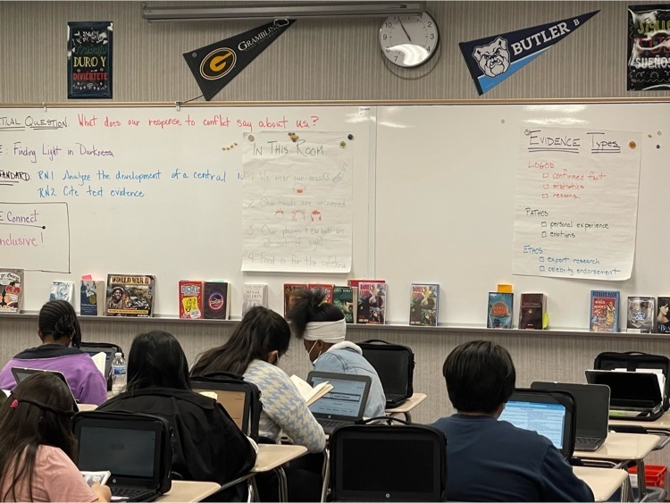 E/LA was on point today in Ms. Moir’s Room! Silent reading and then Pathos, Ethos, and Logos Quizzlet review…students chose their own articles to provide evidence.