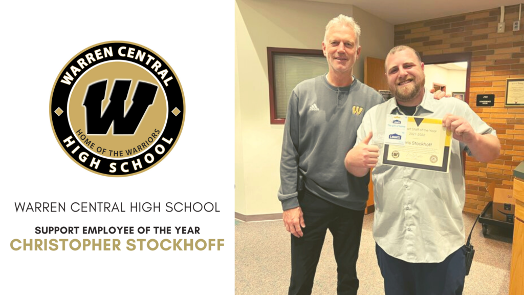 Warren Central 2021-2022 Support Employee of the Year, Christopher Stockhoff