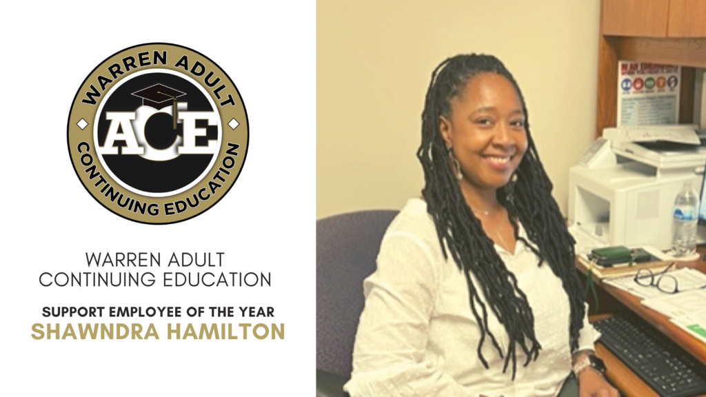 Warren Adult Continuing Education 2021-2022 Support Employee of the Year, Shawndra Hamilton