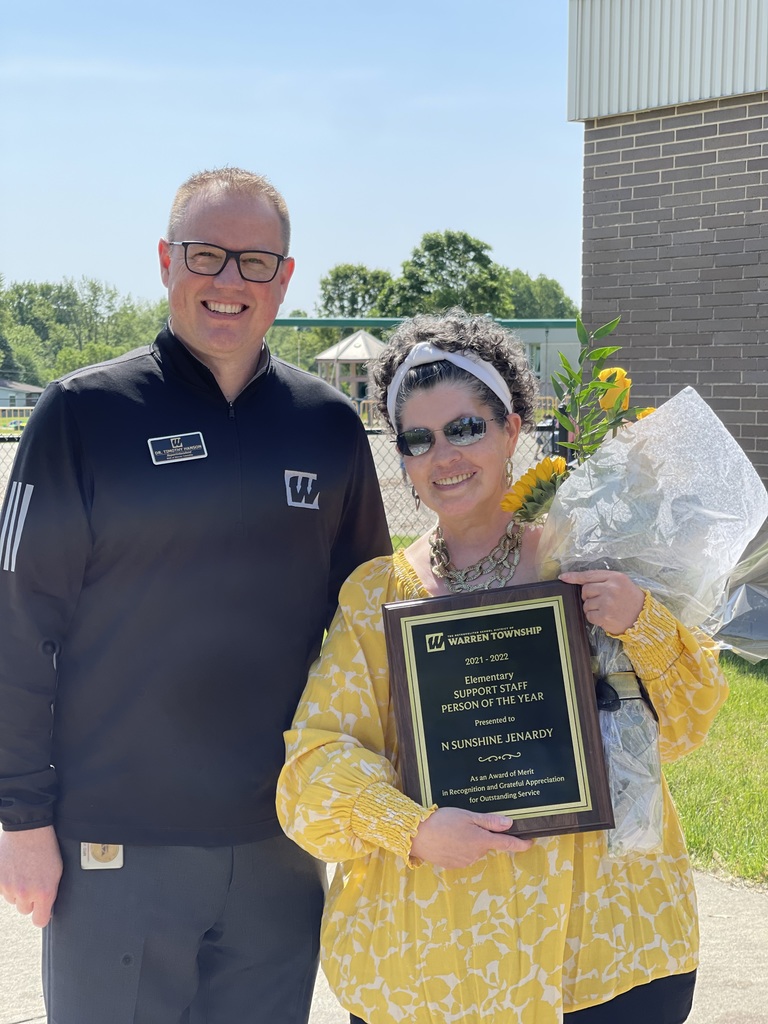 Congratulations to Sunshine Jenardy, MSD of Warren Township Elementary Support Staff Person of the Year! #WarrenWill
