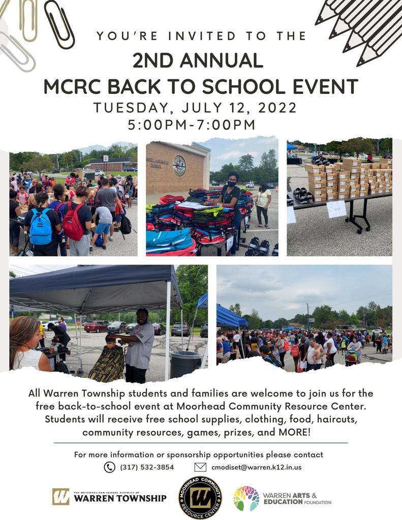 MCRC Back to School Event Flyer