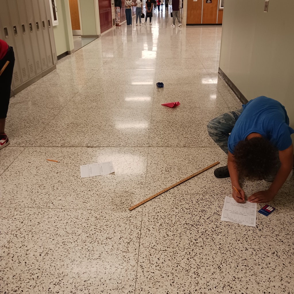 Ms. Chandlers students working on the Paper airplane Science Fair project
